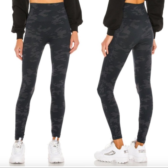 SPANX Look at Me Now Seamless High Waisted Leggings Black Camo Camouflage XL - Picture 5 of 16